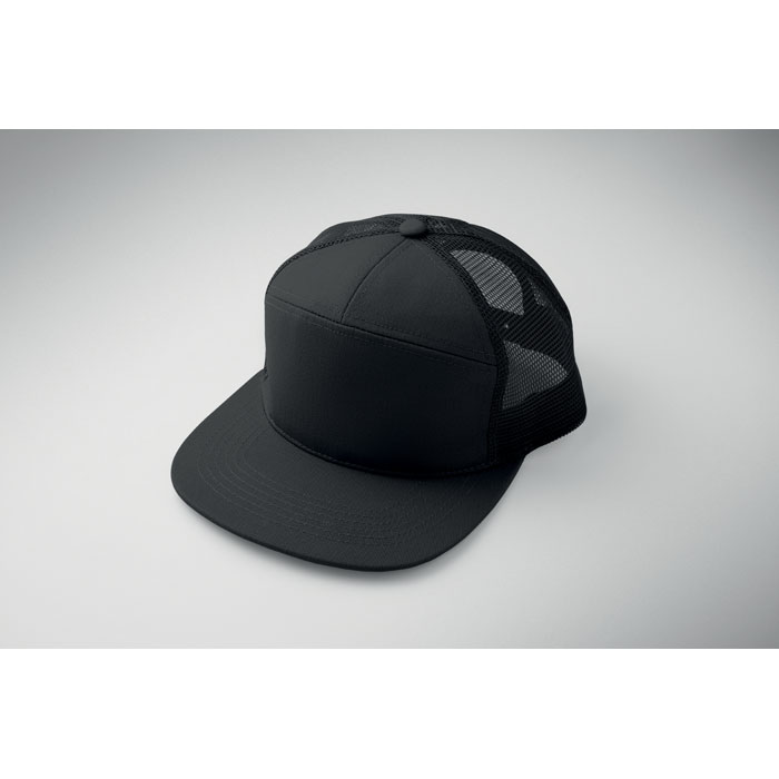 Casquette – Sergé de coton & mesh | 7 panneaux | Visière plate | Fermeture snapback