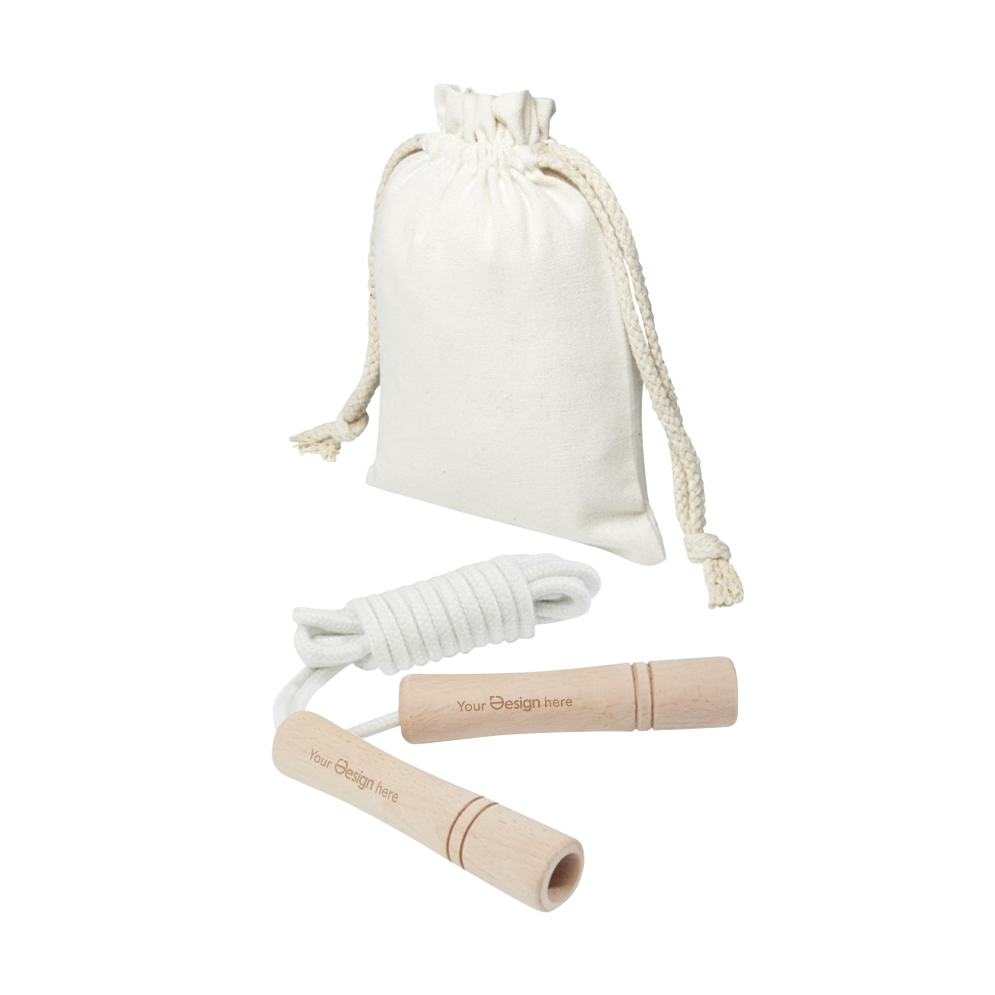 Corde à sauter en bois – Corde coton | Prise en main confortable | Pochette incluse | Fitness
