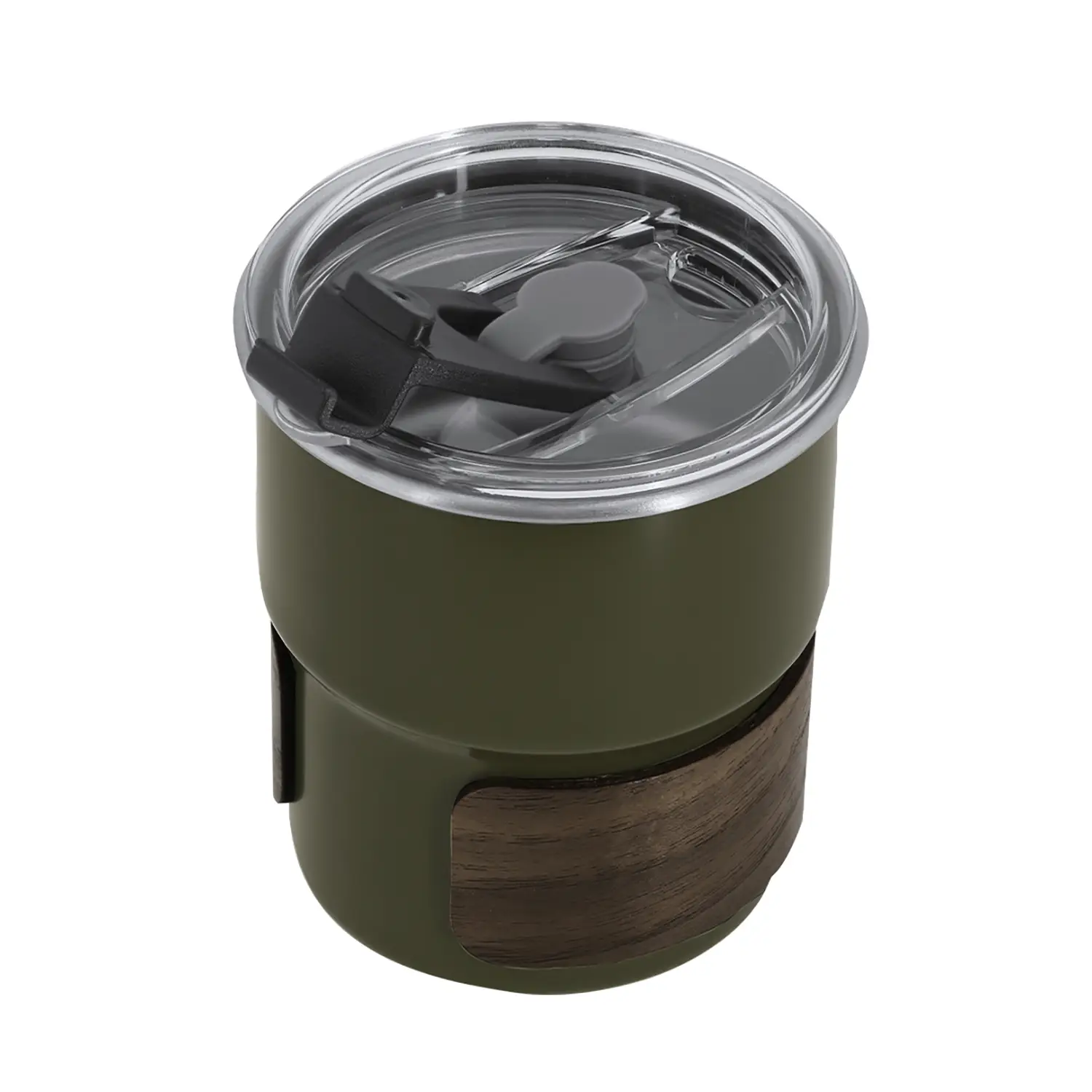 Trinkbecher – 250 ml | Edelstahl | Holzdetail | BPA-freier Deckel