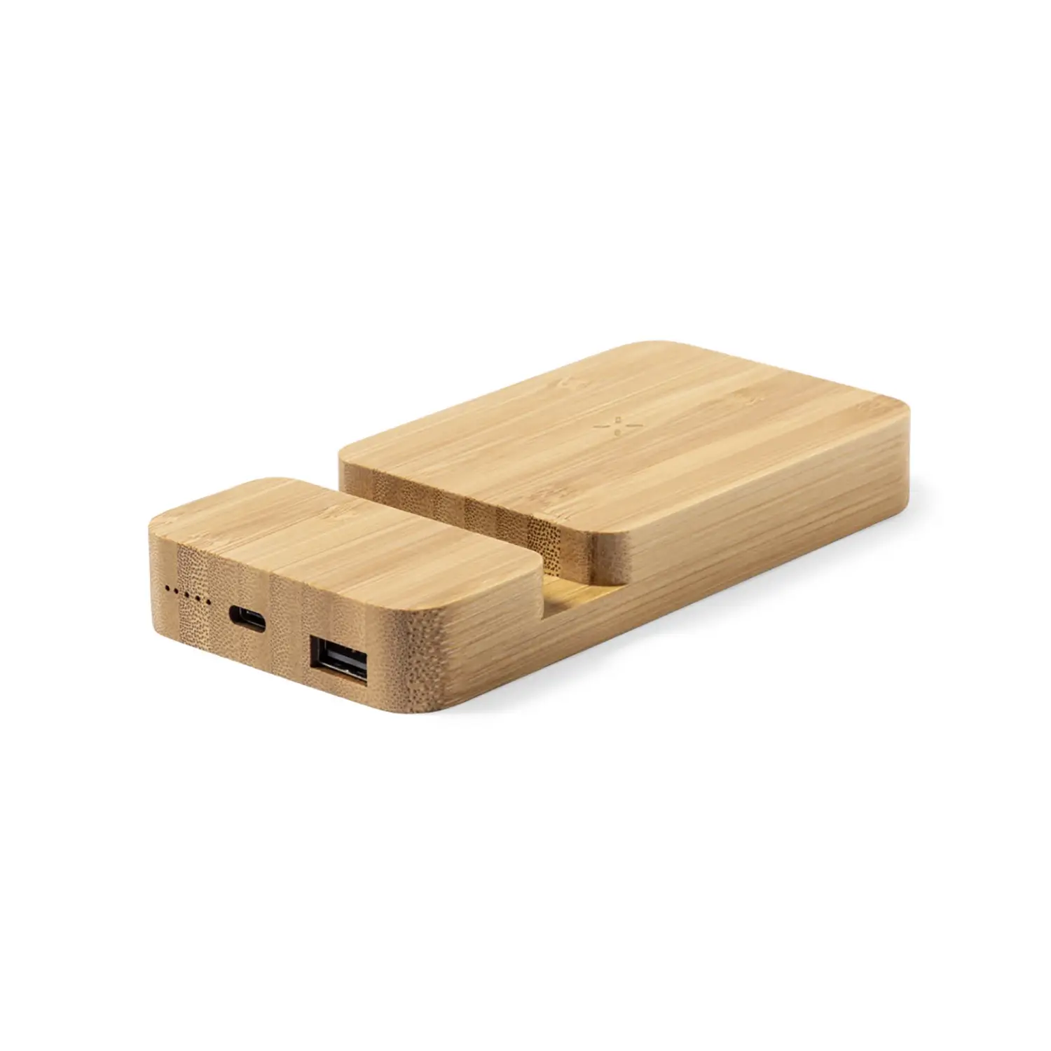 Powerbank sans fil bambou – 5000 mAh | USB | Type C | Compacte
