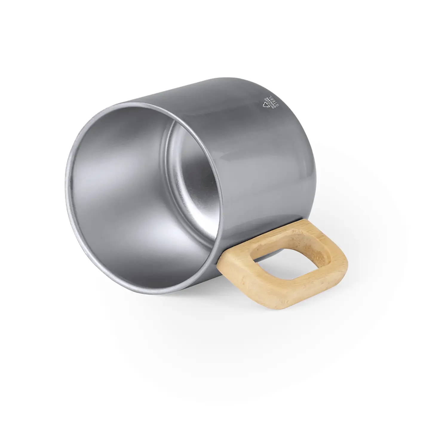 Tasse en acier recyclé – 400 ml | Détail bois | Double paroi | Réutilisable