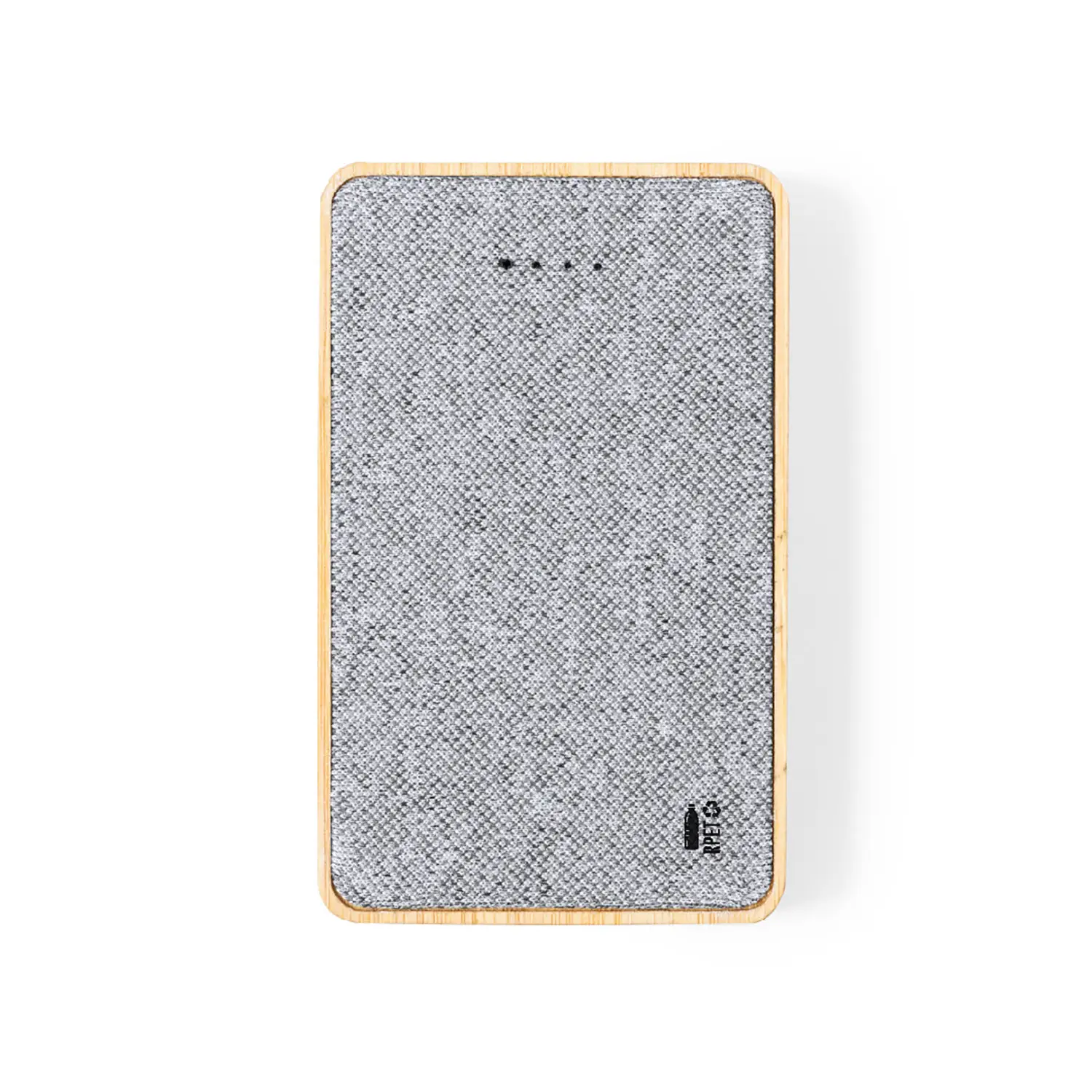 Batterie externe 5000 mAh RPET – Détail bambou | Double USB | Compacte