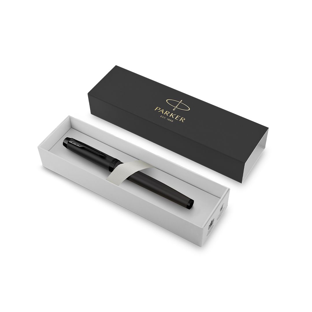 Roller Parker - Matte zwarte lakafwerking | RVS behuizing | Jumbo refill zwart