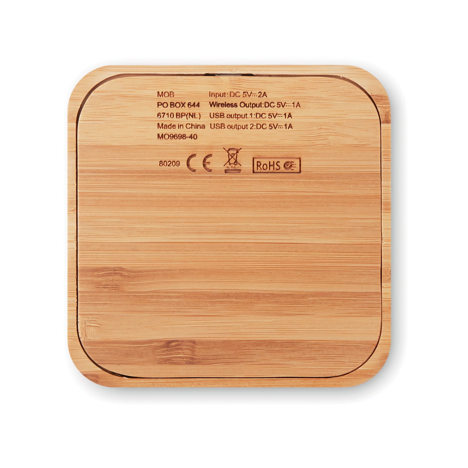 Chargeur sans fil | Bambou | 2 ports | Avec port USB