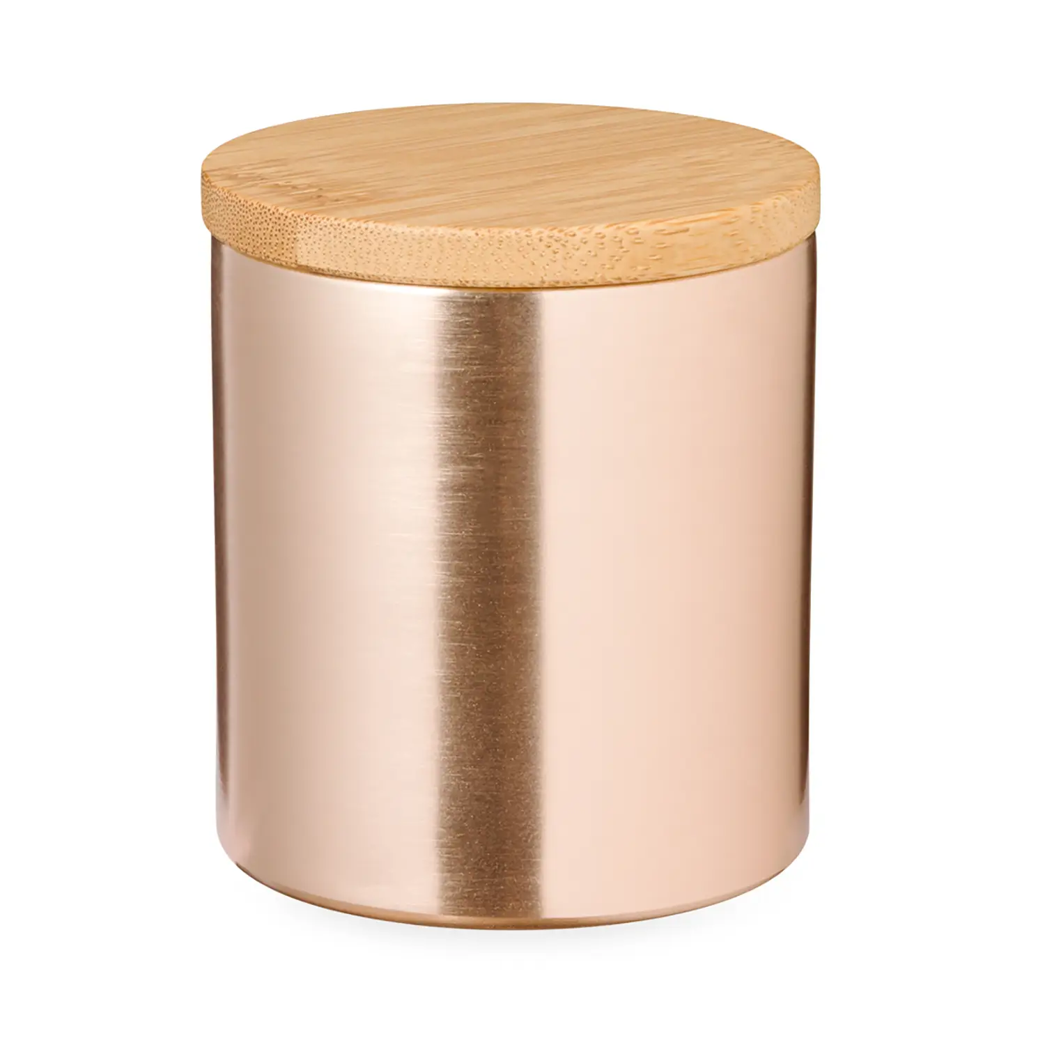 Candela in alluminio con coperchio bambù – Vaniglia | Riutilizzabile | Naturale