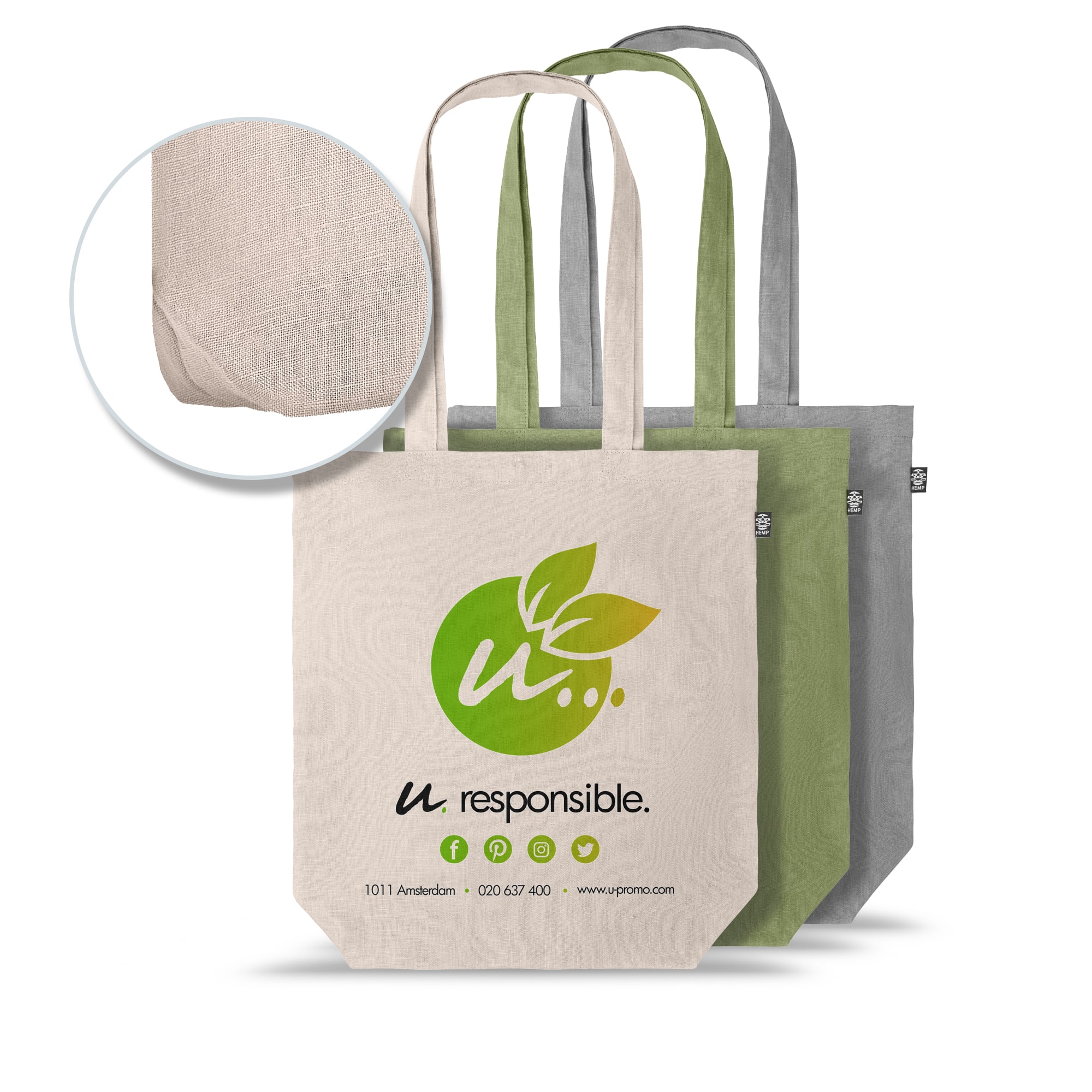 Shopper Eelco - 100% hennep | 38 x 10 x 42 cm | Lange hengsels