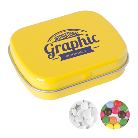 Scharnierblik Sem – Gevuld met Smarties | Metaal | Compact formaat | Verkrijgbaar in diverse kleuren