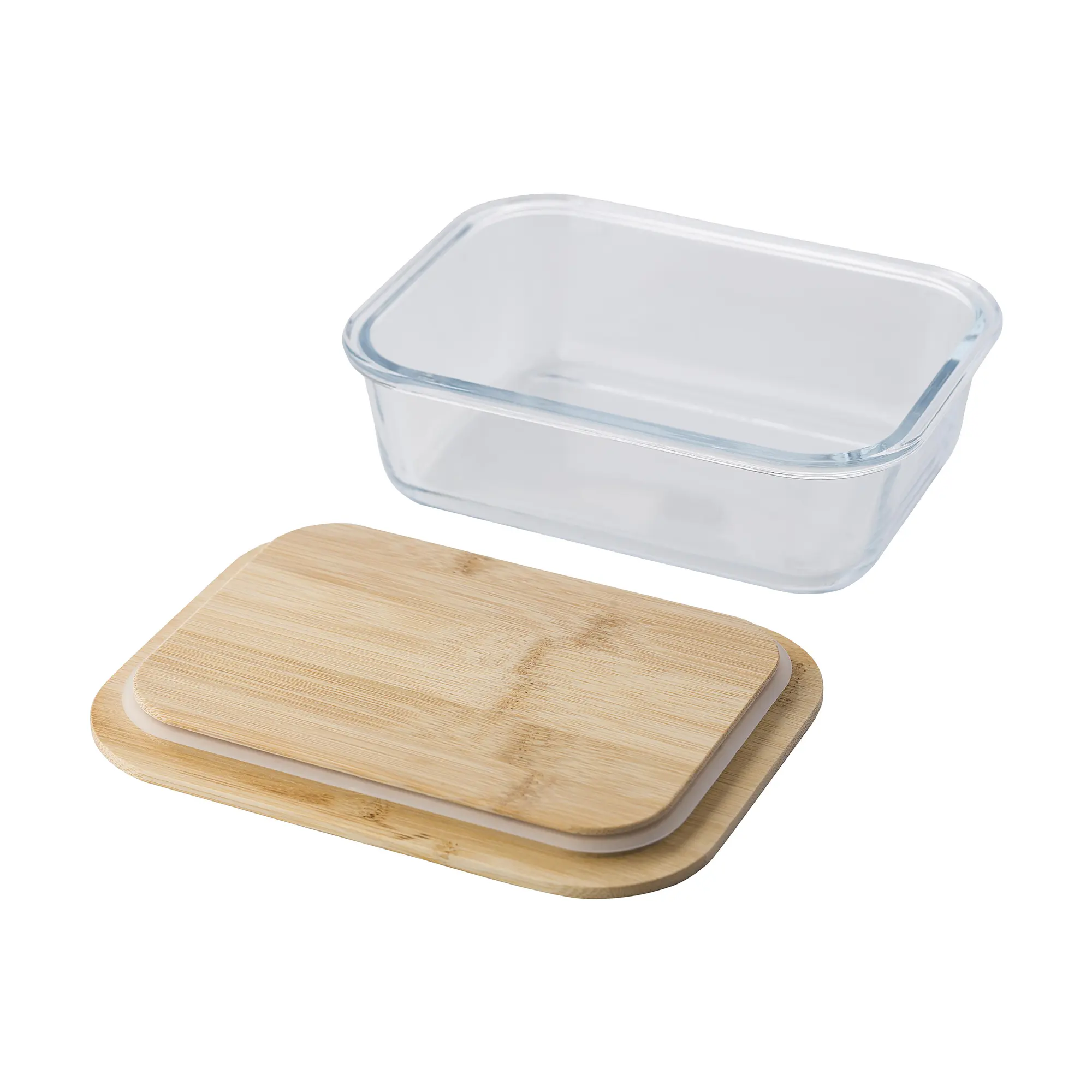 Glas-Lunchbox – Auslaufsicher | Mit Bambusdeckel | Silikonrand | Wiederverwendbare Alternative