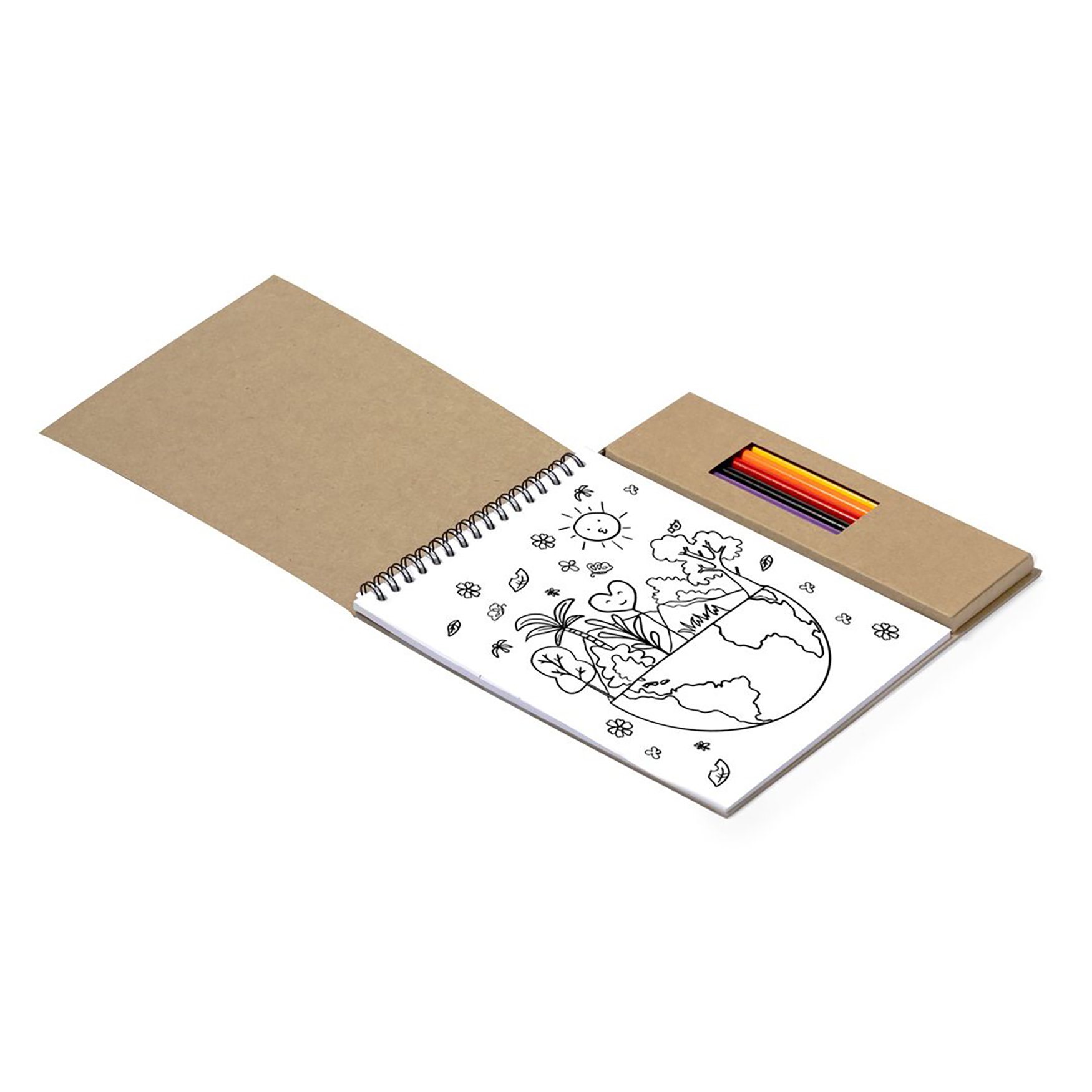 Set scrittura - Cartone riciclato | 8 matite | Blocco note
