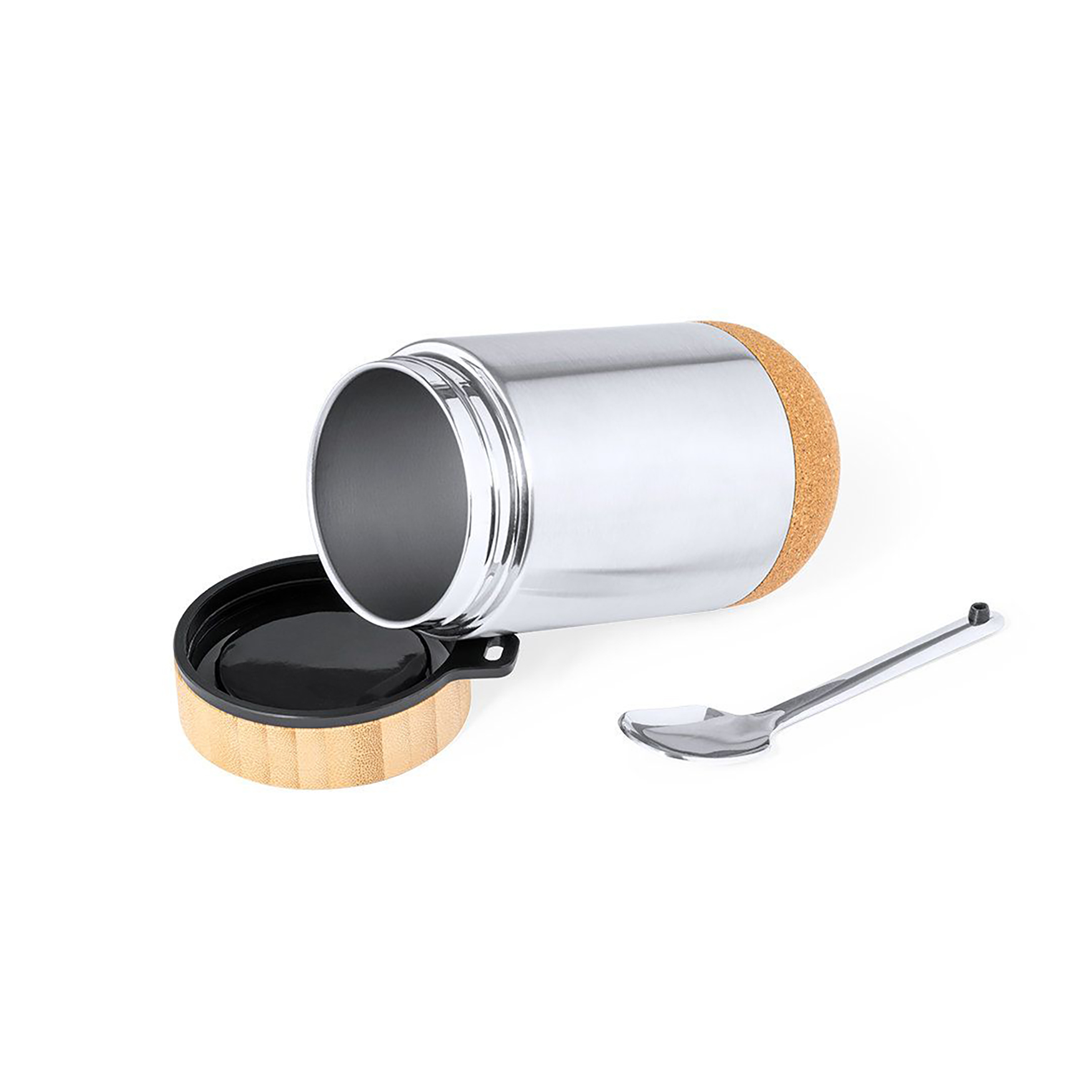 Boîte à déjeuner – 450 ml | Couvercle en bambou | Cuillère en acier inoxydable incluse | Isolation à double paroi