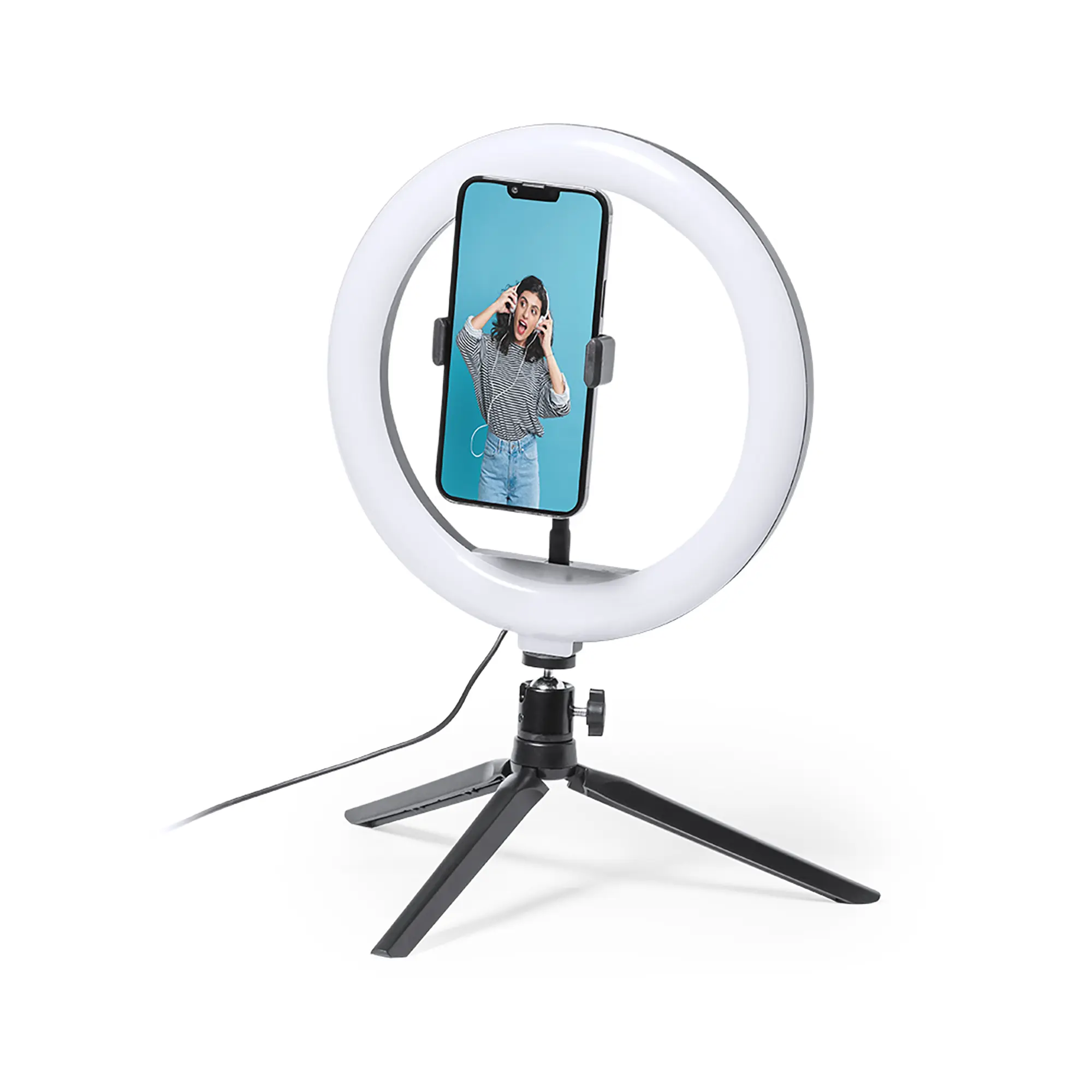 Ringlamp Kristen –15 cm Ø | 3 poot | Telefoonhouder | USB Aansluiting