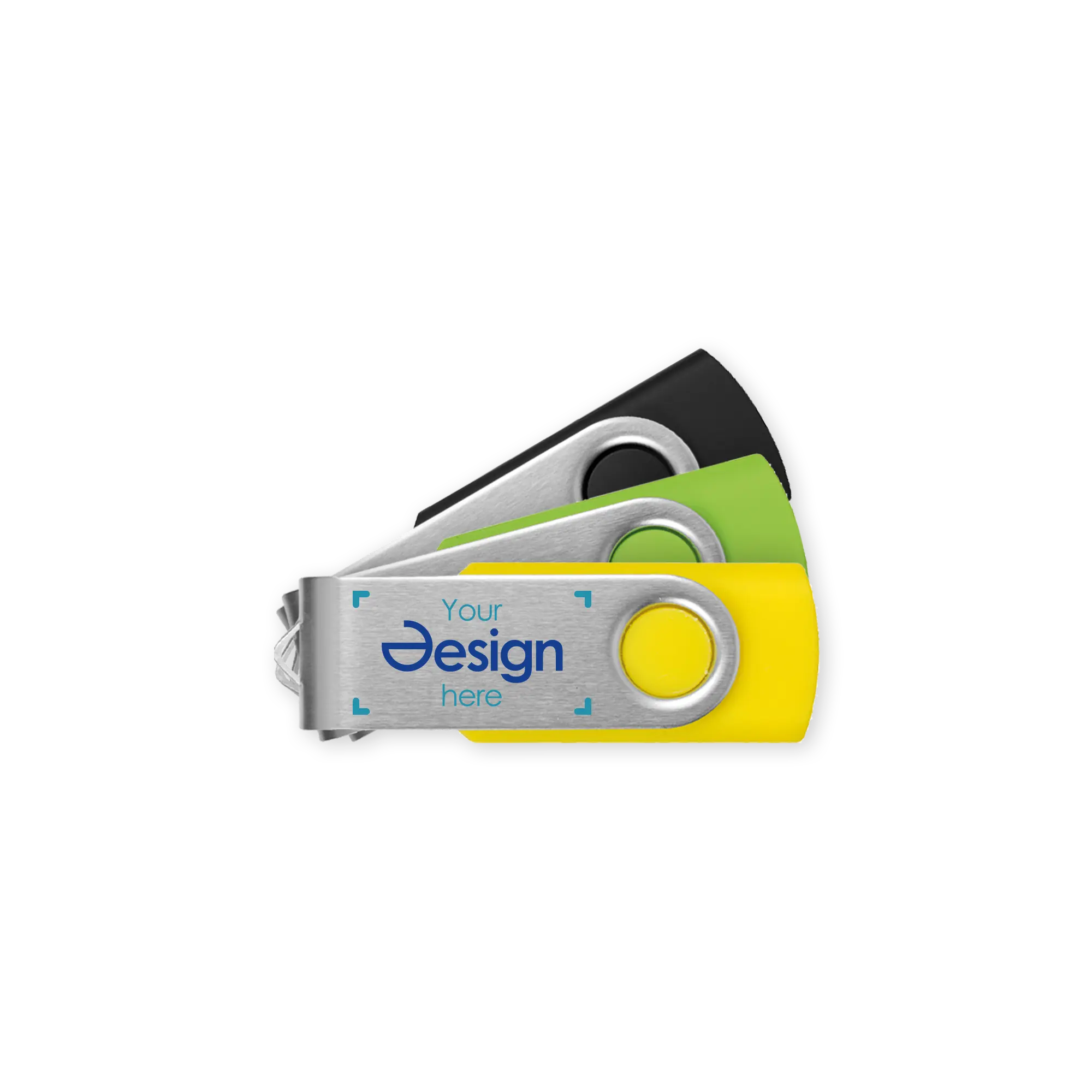 USB-Stick Rotate | Silber Kappe + Farbiger Stick | 4-64 GB | Vollfarbdruck
