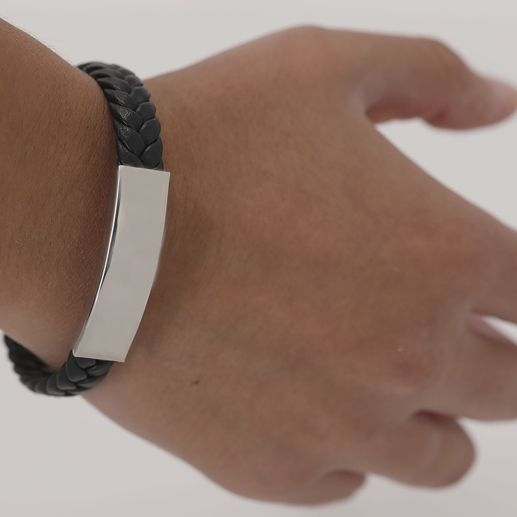 Armband - Kunstleder | Edelstahlplatte | Verschluss