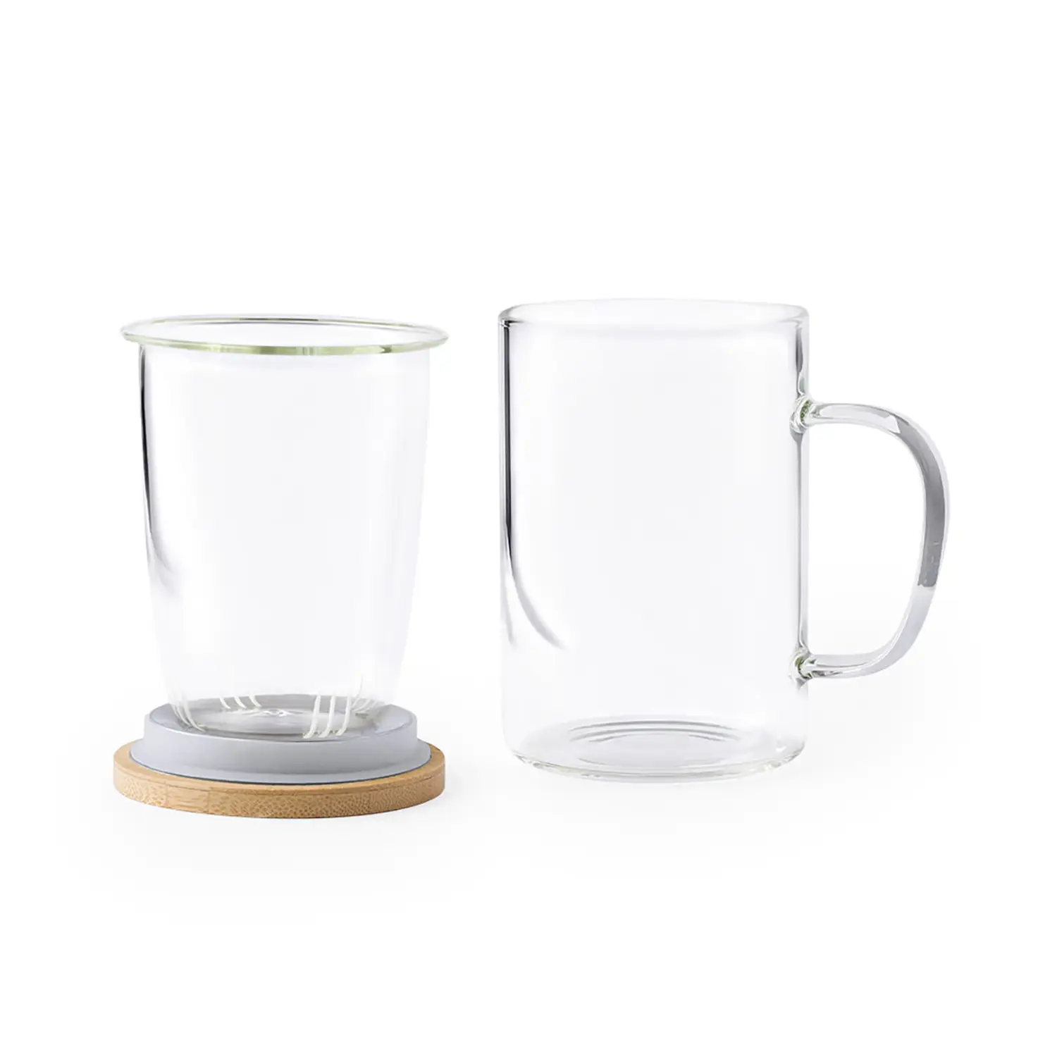 Tasse à thé en verre avec infuseur – 450 ml | Couvercle bambou | Réutilisable | Pratique