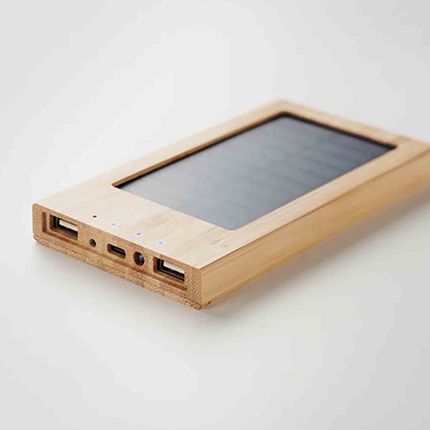 Banca di energia solare - 4000 mAh | Bambù | Aspetto naturale
