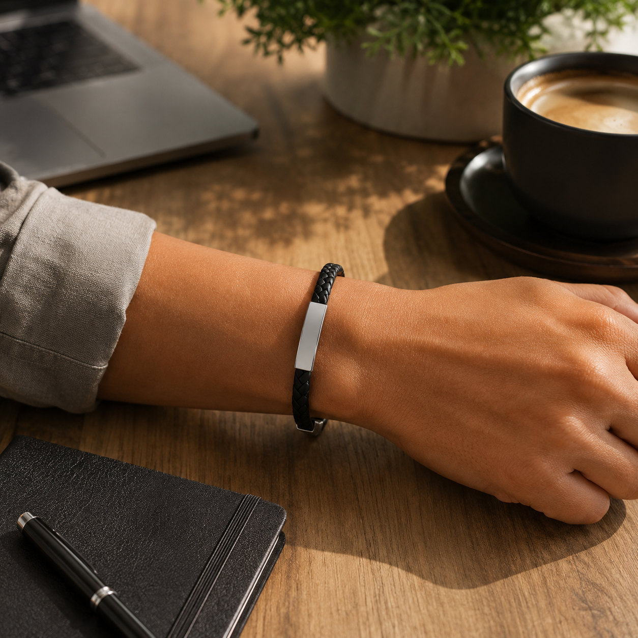 Bracelet - Similicuir | Plaque acier | Fermeture