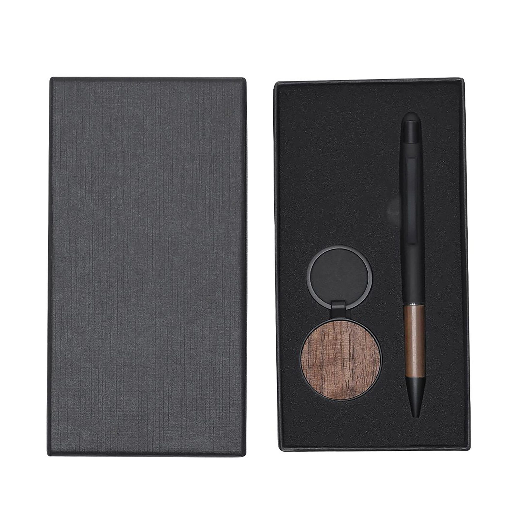Set d’écriture – Bois de noyer | Stylo et porte-clés | Coffret luxe