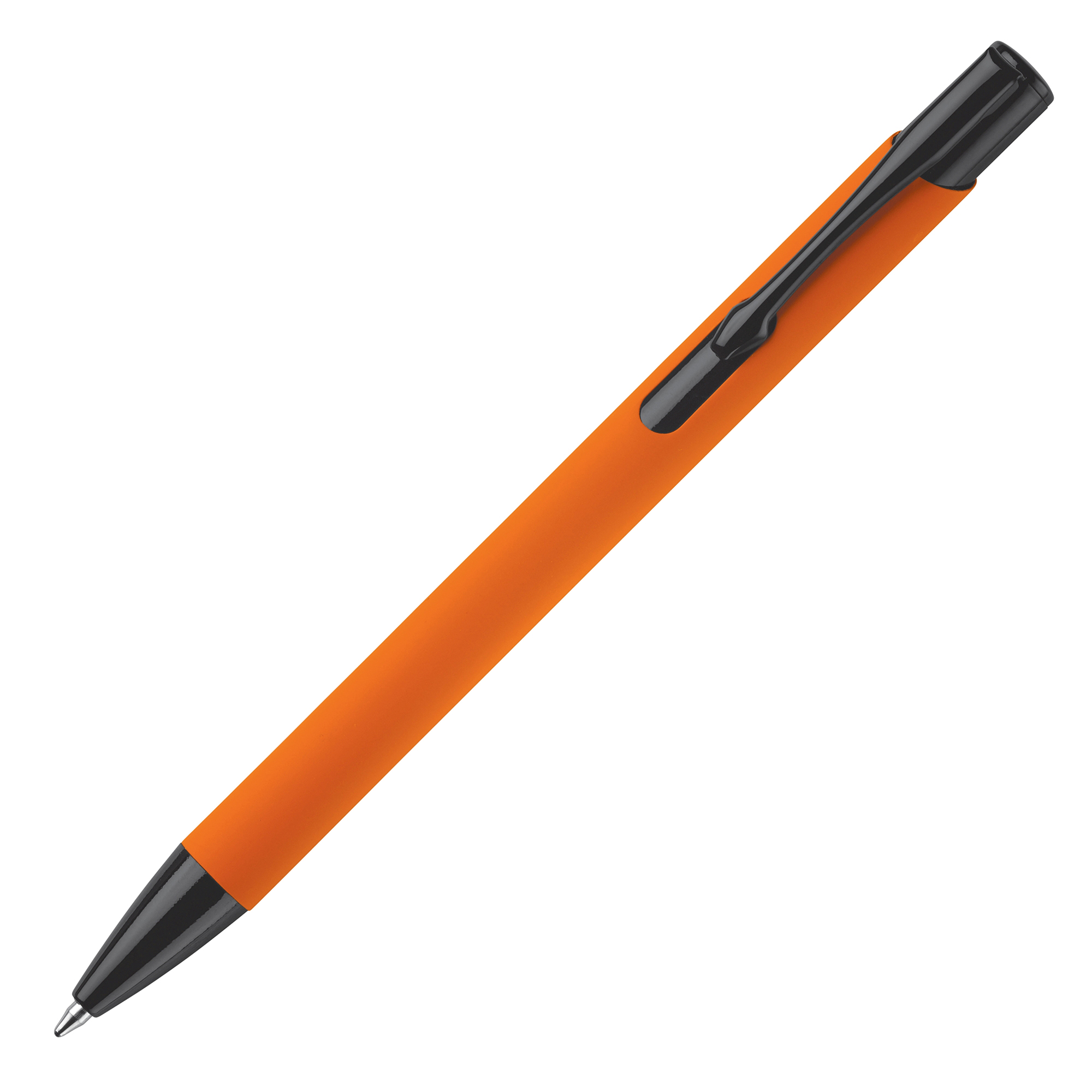 Rubberised metalen balpen – Soft-touch | Matte afwerking | Blauw schrijvend