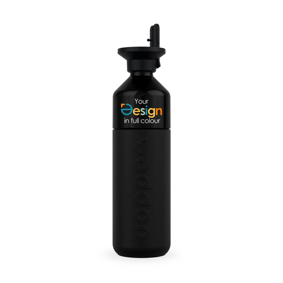 Dopper Isotherme avec Paille Flip - 580 ml | Noir | Bouteille Isotherme | Couleur Intégrale